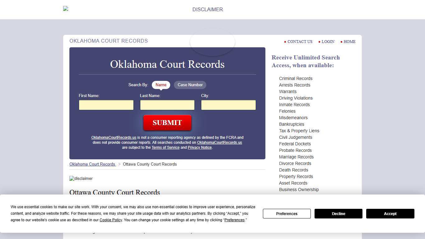 Ottawa County Court Records OklahomaCourtRecords.us