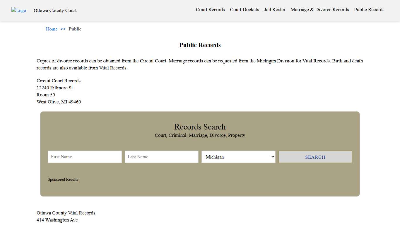 Public Records Ottawa County Court