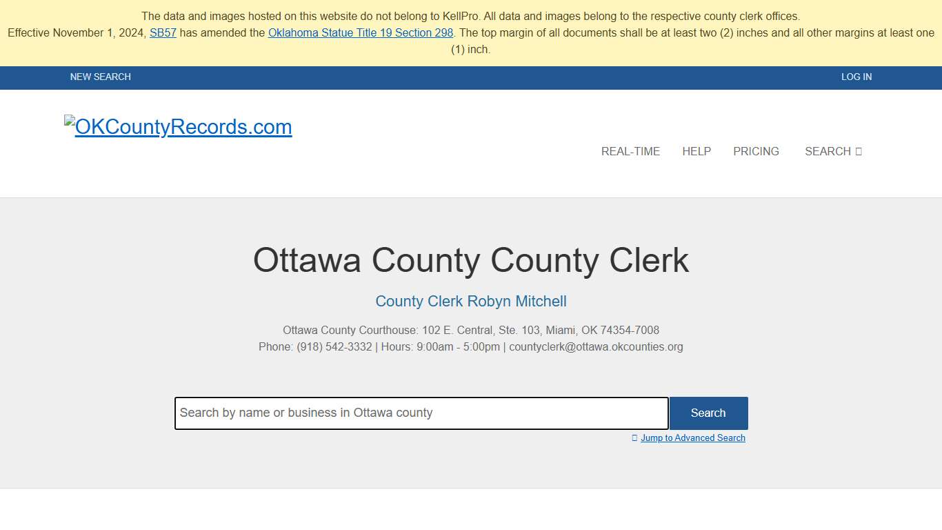 Ottawa County OKCountyRecords.com County Clerk Public Land Records for Oklahoma